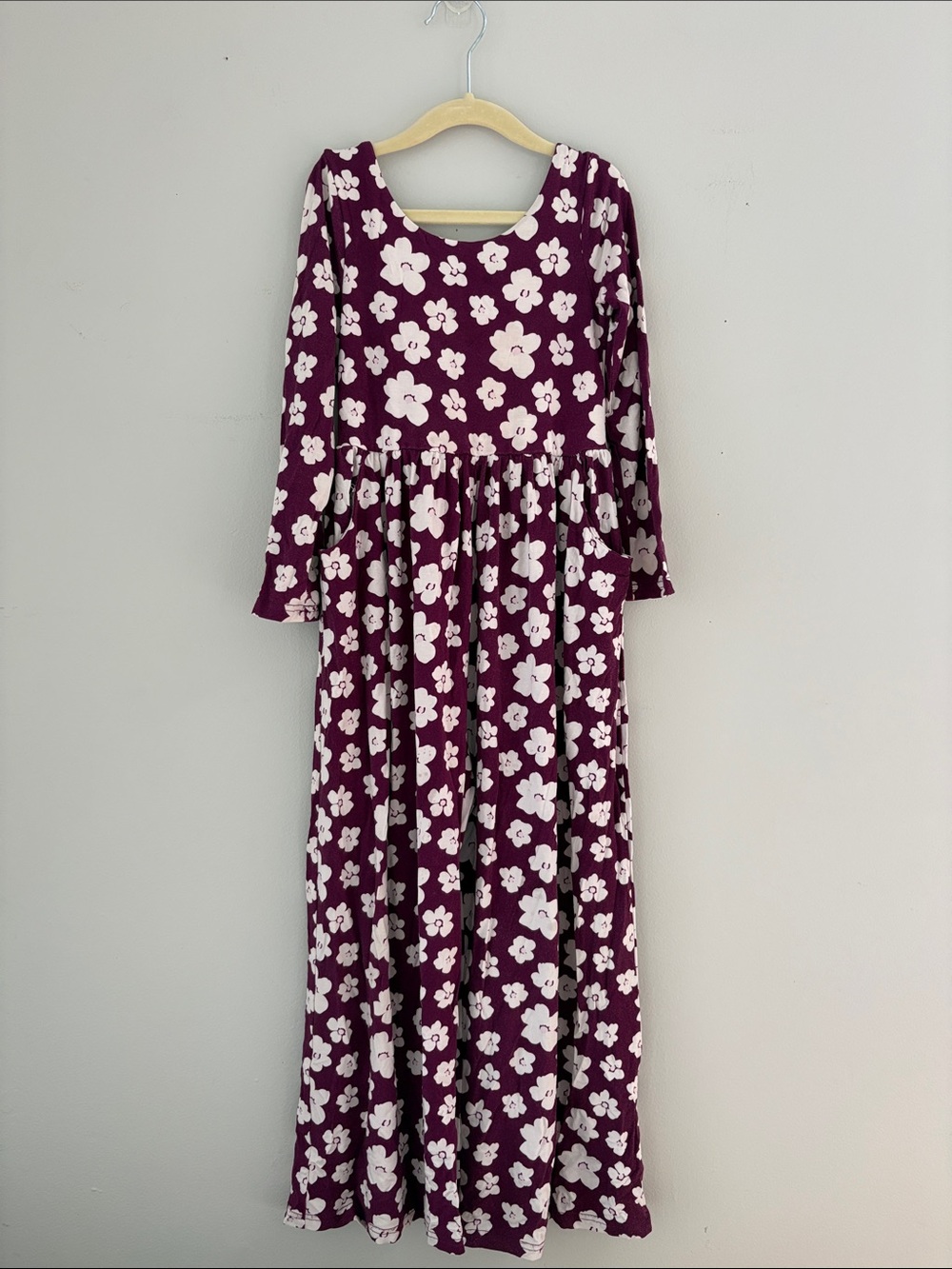SweetHoney Purple Floral Long Sleeve Leggy Romper